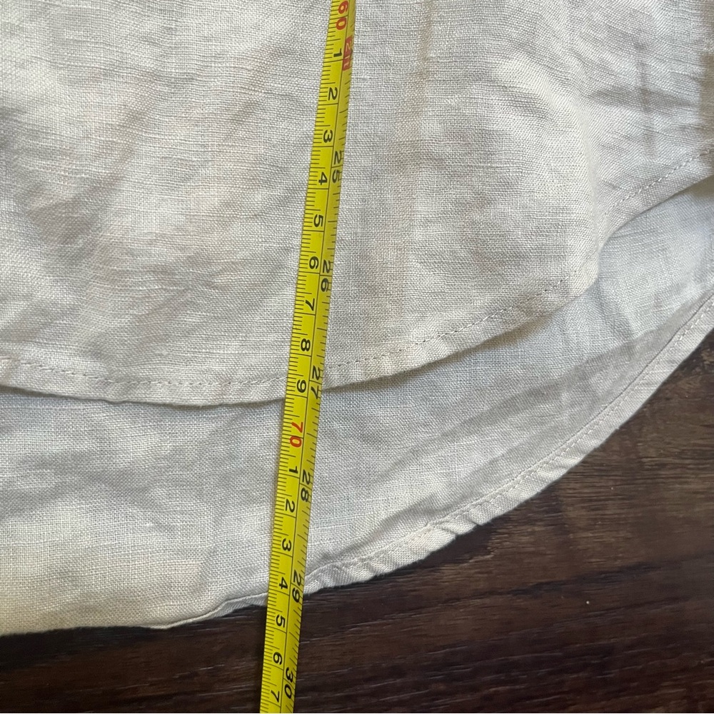 Quince 100% European linen long sleeve button front career beach khaki shirt S - Picture 7 of 8